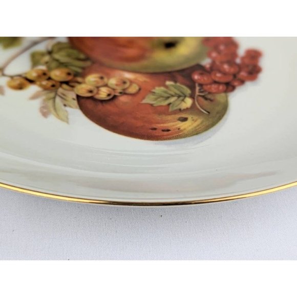Set of 3 White Porcelain Collectible Plates | Autumn Harvest Fall Apples Grapes - Picture 7 of 10
